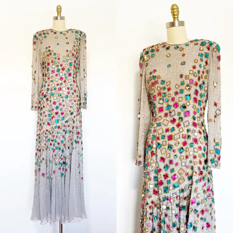 1960s Victoria Royal Gown / 1960s Sequin Gown / 1960s Gown / Size Medium | Etsy (Global)