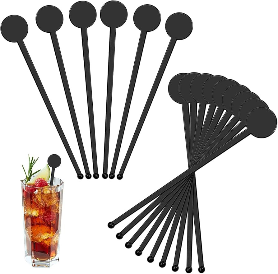 240Pcs Drink Stirrers Cocktail, 7 Inches Disposible Plastic Swizzle Sticks with Disc Top, Mixing ... | Amazon (US)