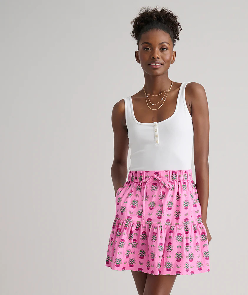 Stretch Cotton Block Print Ilona Skirt | UNTUCKit (US)