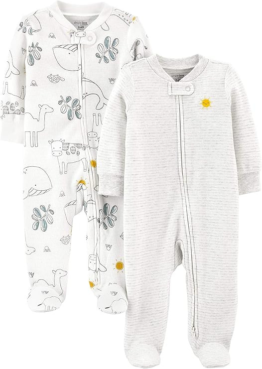 Simple Joys by Carter's Unisex Babies' 2-Way Zip Thermal Footed Sleep and Play, Pack of 2 | Amazon (US)