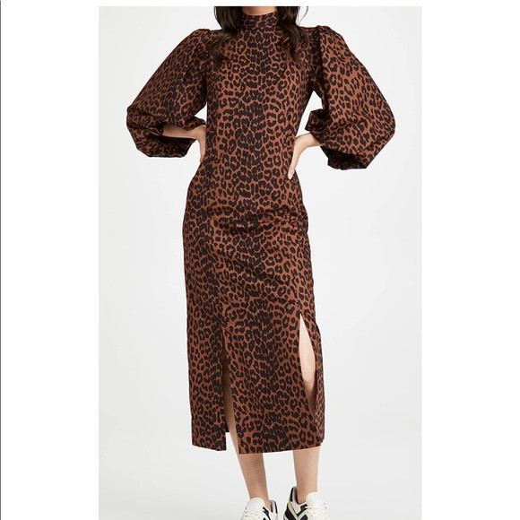 Ganni midi leopard print dress | Poshmark