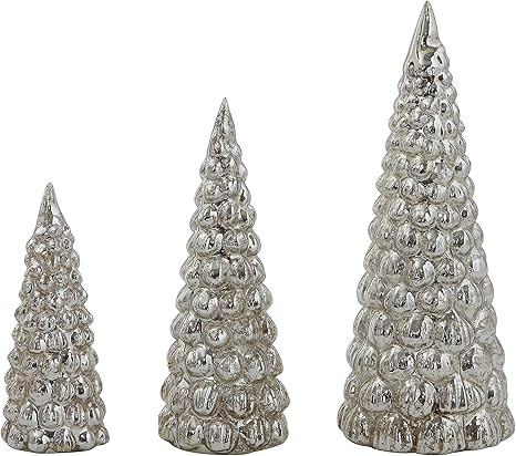 Creative Co-Op Glass Set of Tree Figurine, Silver | Amazon (US)