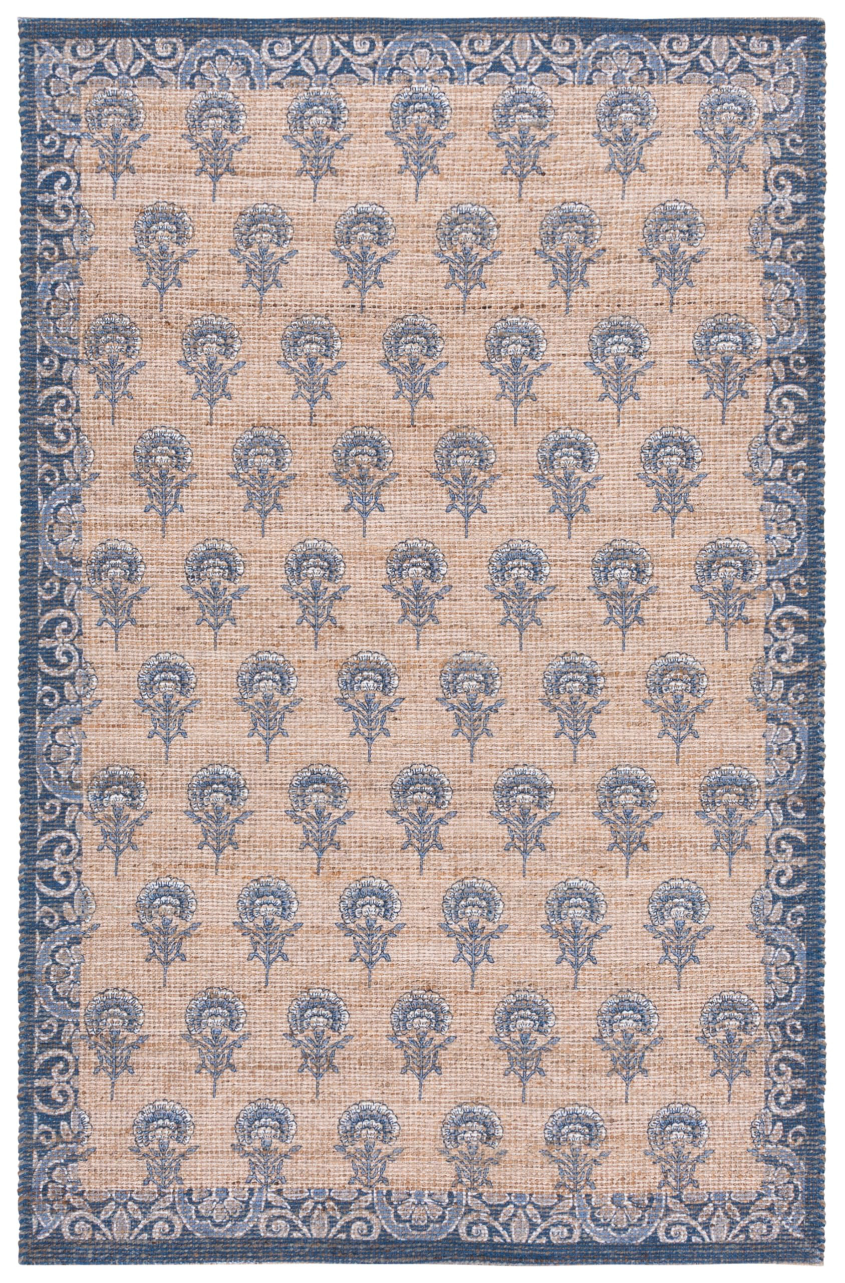 SAFAVIEH Area Rug 6x9 - Saffron Collection - Natural & Blue, Handmade Jute & Chenille, Ideal for ... | Amazon (US)