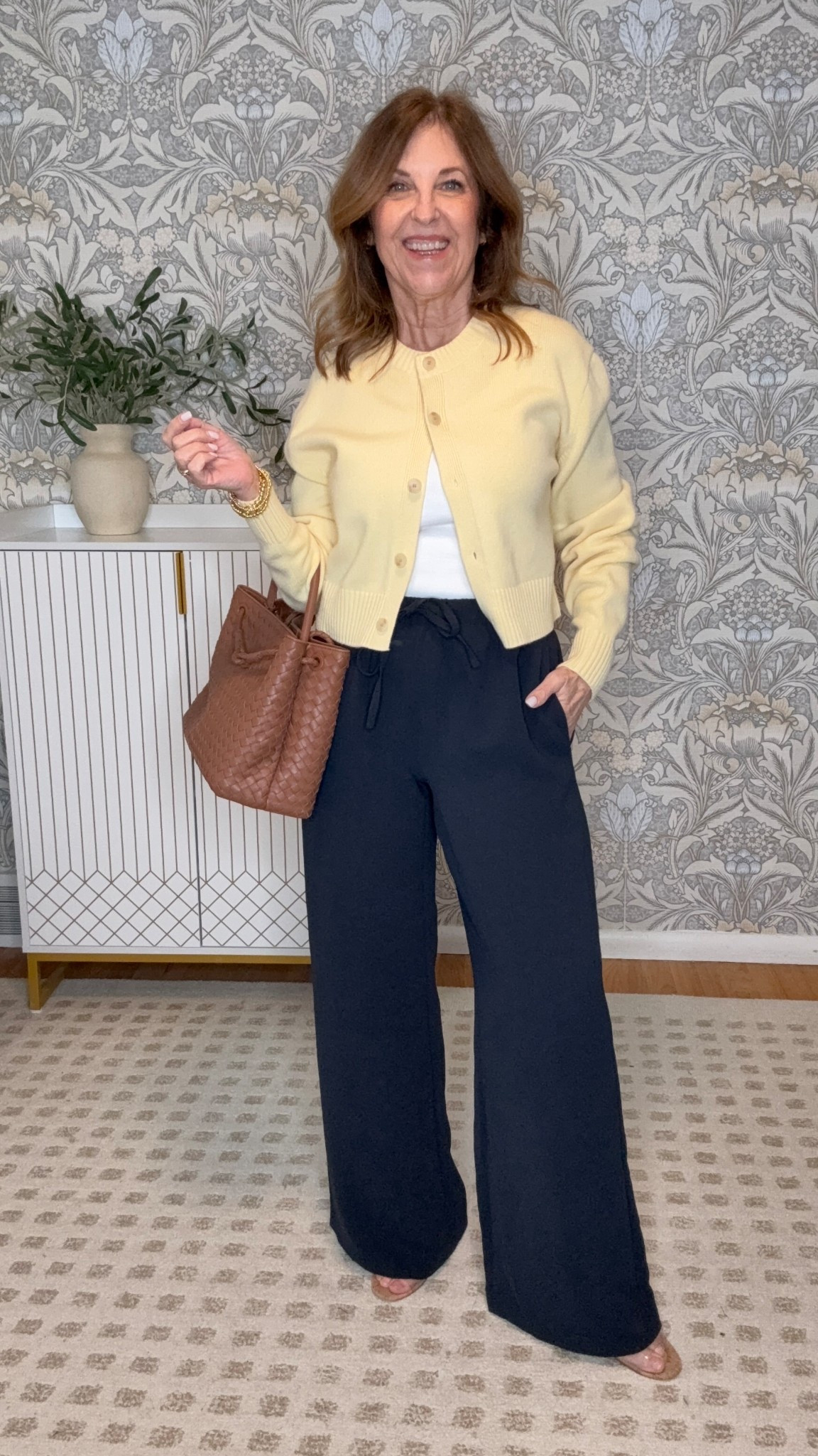 Yellow for late winter/early spring (on sale), and the Aritzia crepe lodge pant. 

Both fit tts. 

@Aritzia 

#LTKootd #LTKOver40 #LTKPetite