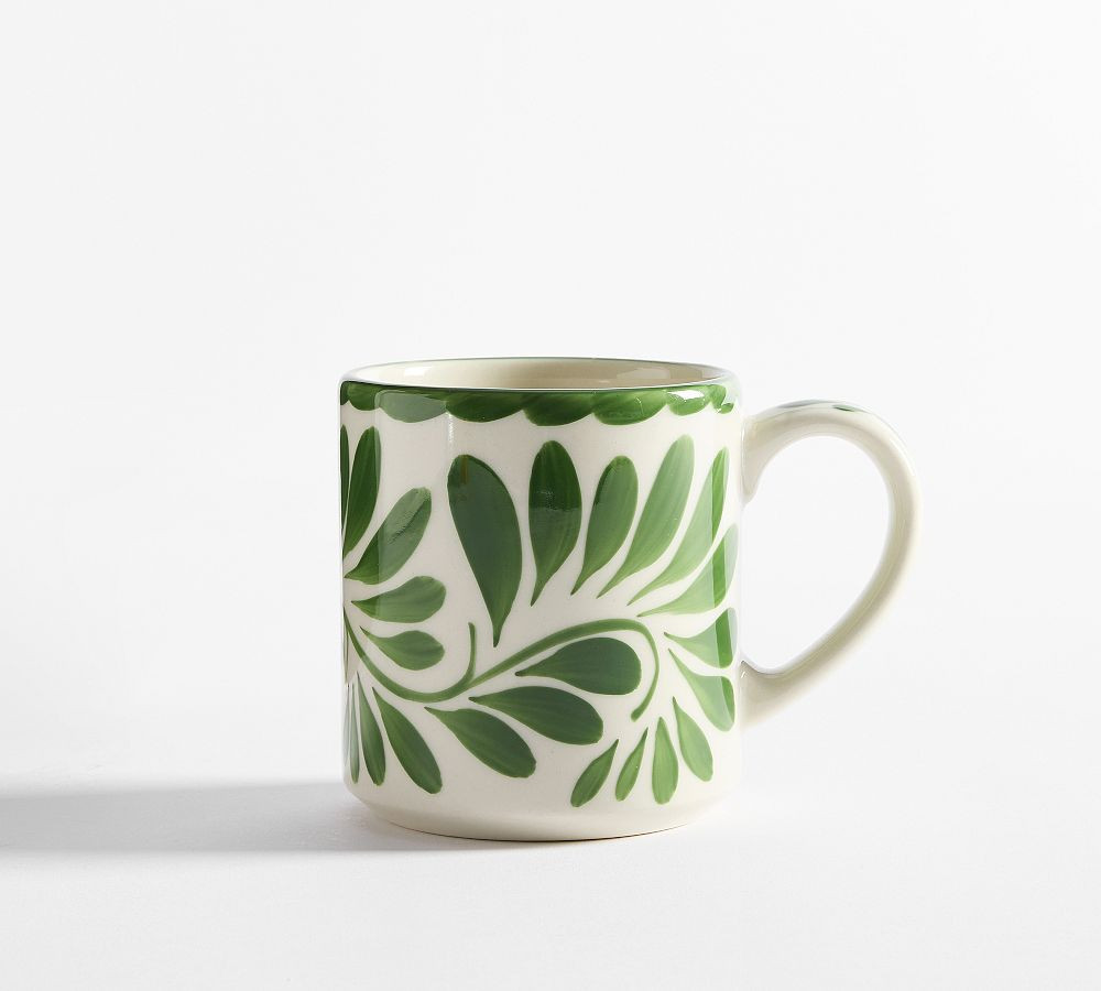 Puebla Porcelain Mug, Set of 4 - Green | Pottery Barn (US)