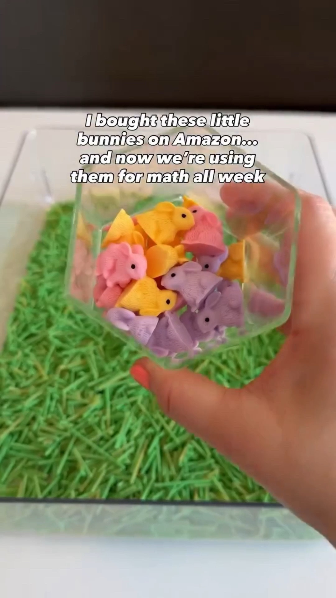 Bunny Math Series (Part 2): The low-prep sorting bin for Type B parents.

If you love the idea of sensory bins but don’t want to spend 30 minutes setting one up… this one’s for you.

Just pour these colorful bunny counters into a bin and let kids sort them by color as they play. That’s it.

It might look too simple, but they’re actually practicing some great early math skills:
• sorting and classifying
• noticing similarities and differences
• color recognition
• early data skills

I have realized that starting with something super simple allows room for them to come up with their own ideas to extend the play too.

We’ve been using these little bunnies for all kinds of math activities lately, so I’m turning it into a Bunny Math Series with 5 easy ideas you can try at home.

✨ Follow along for the next one!

#LTKKids #LTKmomlife #LTKSeasonal