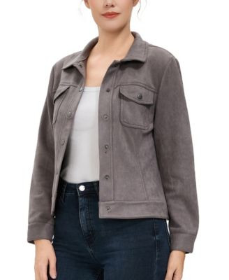 Women's Faux Suede Trucker Jacket | Macy's