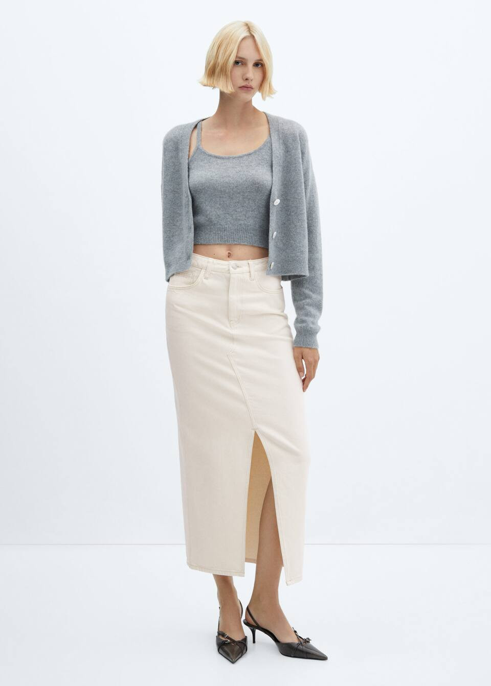 Slit denim skirt -  Women | Mango USA | MANGO (US)
