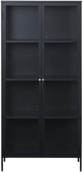 Unique Furniture Carmel 75" Metal and Glass Cabinet in Black | Amazon (US)