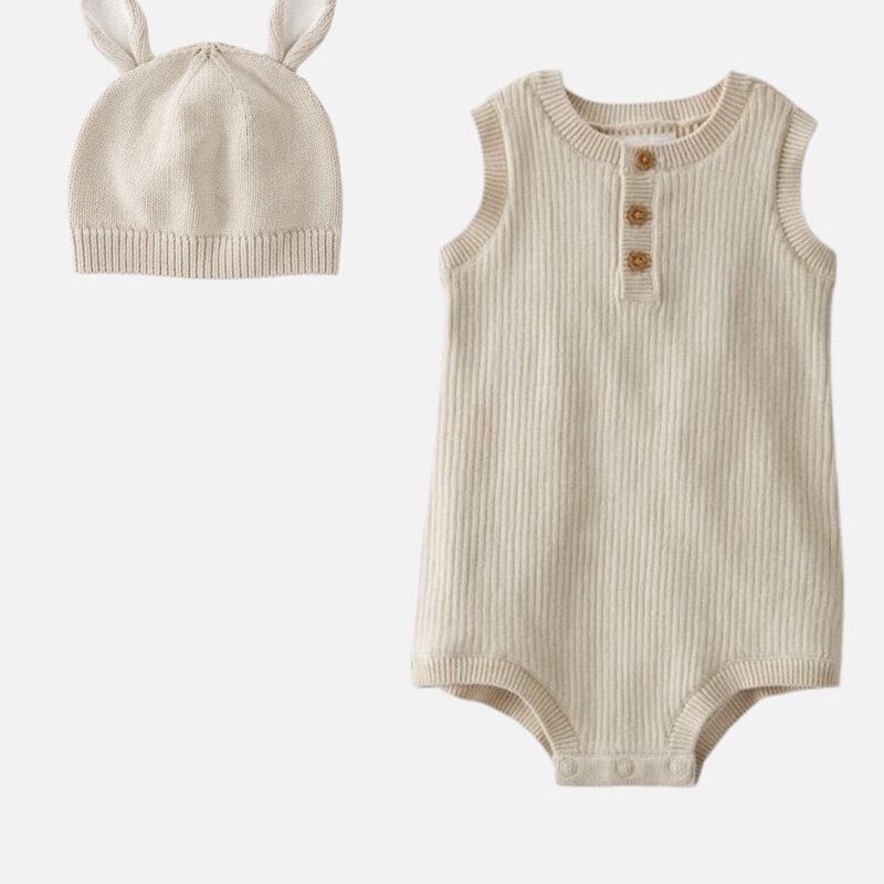Organic Cotton Sweater Knit Bubble and Bunny Cap Set | Carter's