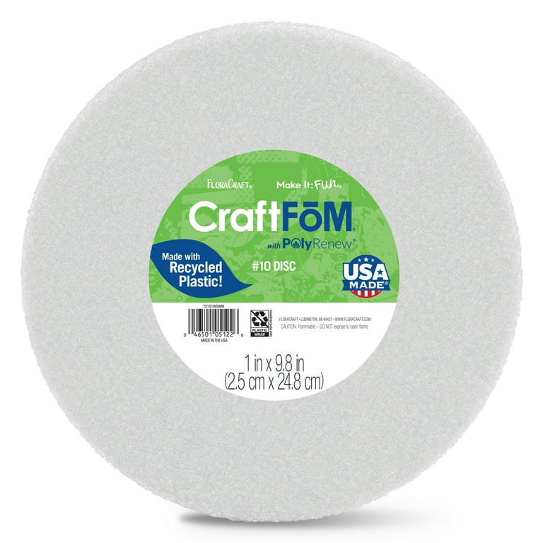 FloraCraft CraftFōM Crafting Foam Disc 1 inch x 9.8 inch White | Walmart (US)