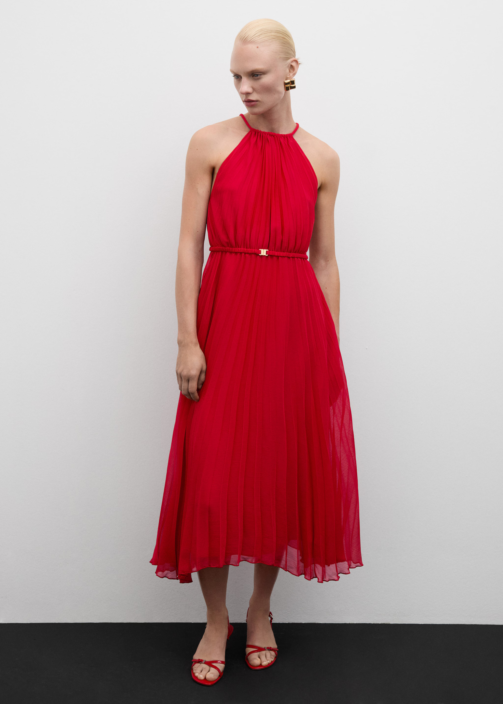 Belt pleated dress - Women | MANGO USA | Mango (US/MX/AU)