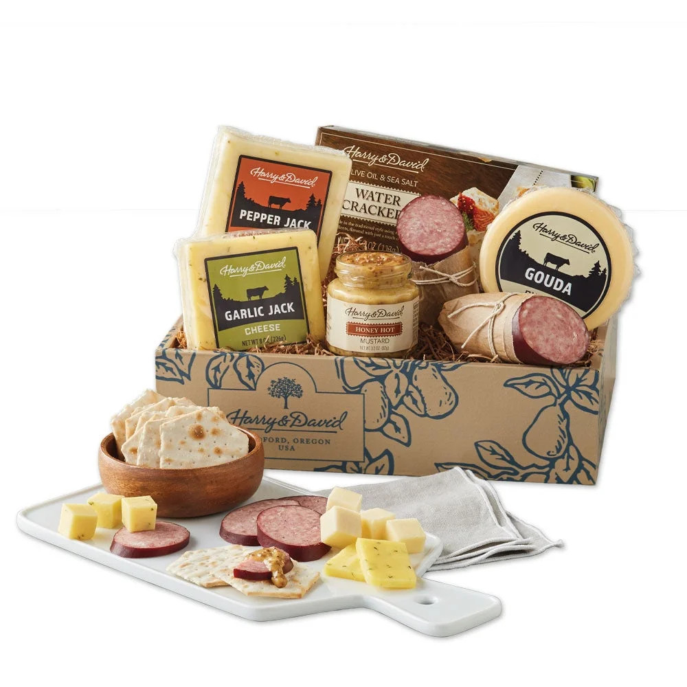 Harry & David Deluxe Meat & Cheese Gift Box, Gourmet Sausage, Assorted Cheeses, Crackers & Mixed ... | Walmart (US)