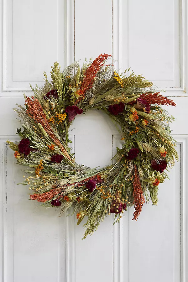 Flax and Safflower Bouquet Wreath | Anthropologie (US)