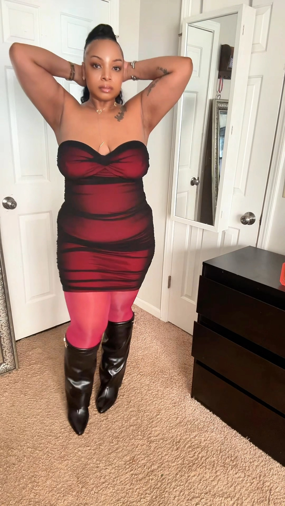 Burgundy is THAT color right now 🍷🤎 I styled this dress (size large) with leggings and my black boots for a cozy but put-together look.

Added my necklace from Aprilery and I’ve been loving mixing gold + silver lately—it elevates everything ✨

Shop this look on my LTK 🖤 #LTKStyle #LTKFinds #BurgundyTrend #OOTD #FallStyle

#LTKgrwm #LTKSaleAlert #LTKootd