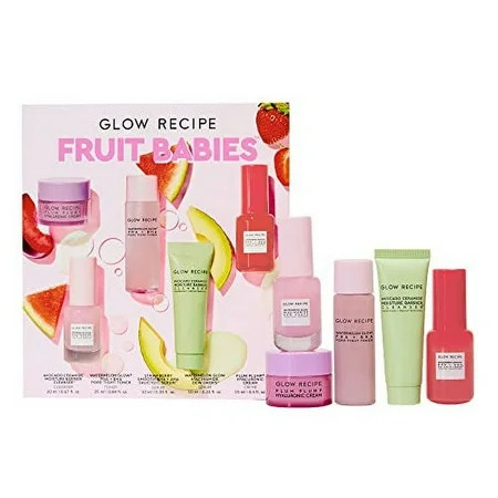 Glow Recipe - Fruit Babies Bestsellers Kit - Mini Travel Size Beauty Essentials - Avocado Foam Cleanser Niacinamide Dew Drops Serum Pore-Tight Toner Salicylic Serum Hyaluronic Acid Cream (5 Count) | Walmart (US)