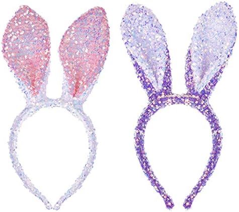 Mabejmart Easter headband,Costume Accessaries, Sewed Sequins Bunny Headhand for Christmas,Easter,... | Amazon (US)