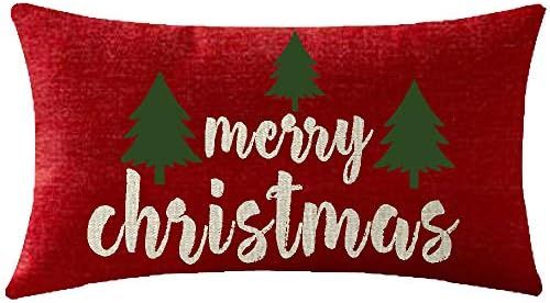 NIDITW Happy Holidays Merry Christmas Trees Red Cotton Linen Throw Pillowcase Cushion Cover Sofa ... | Amazon (US)