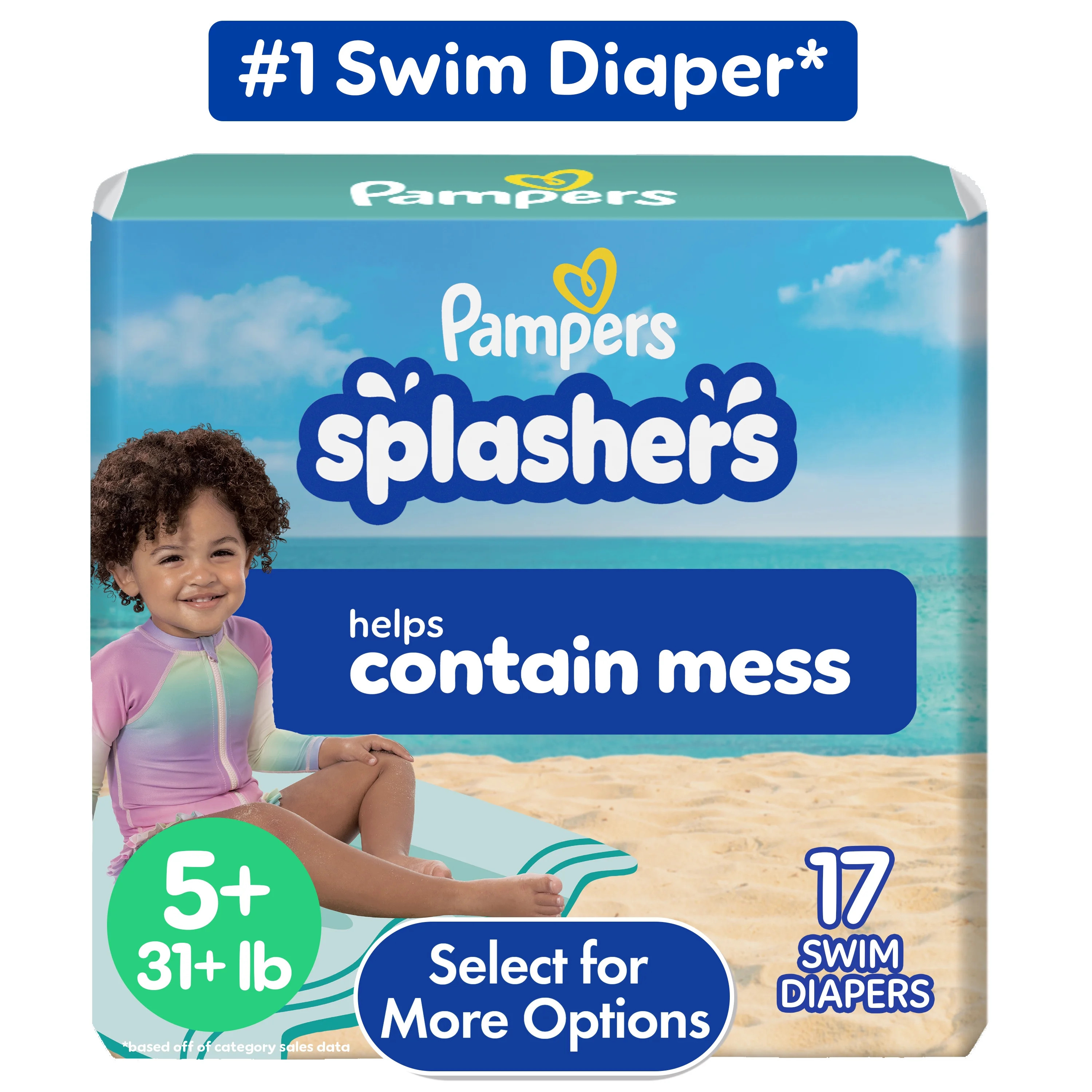 Pampers Splashers Swim Diapers Size 5+, 17 Count (Select for More Options) | Walmart (US)