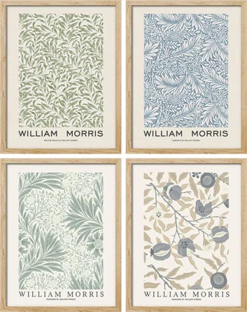 " Blue And Green Floral Pattern " by William Morris 4 - Pieces | Wayfair North America