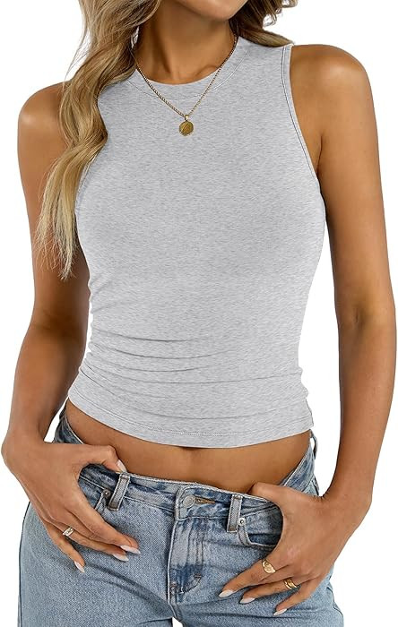 EasyGala Womens Cotton High Neck Tank Tops Fitted Basic Sleeveless Shirts Summer Casual Outfits 2... | Amazon (US)