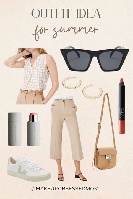 Here's a casual outfit idea: cute sleeveless top, chic pants, white sneakers and more!

 #summerstyle #petitefashion #casuallook #beautypicks

#LTKFind #LTKbeauty #LTKstyletip