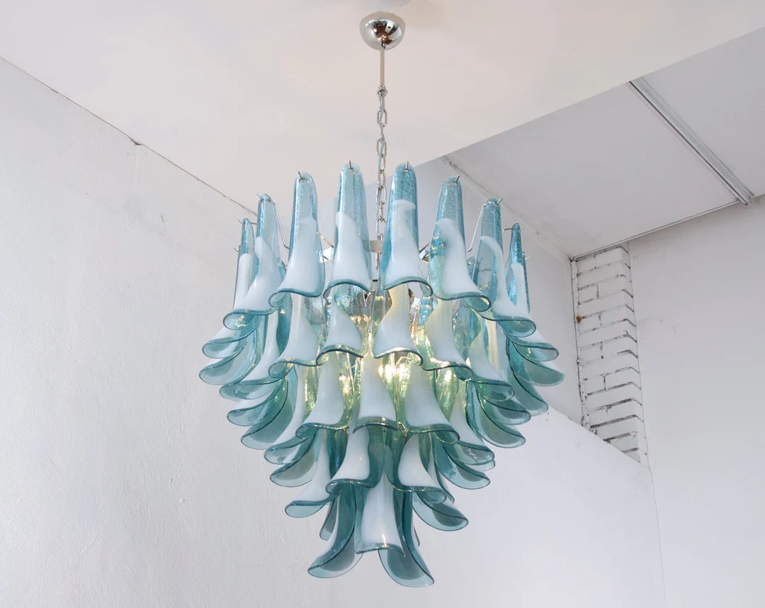 Petali suspension lamp Ø70 cm Made in Italy Murano glass ottanium & white, vintage chandelier | Etsy (US)