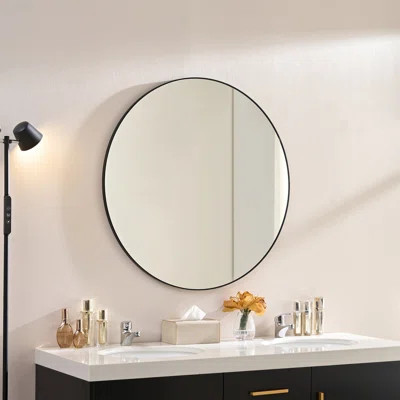 Wall Mirror 36 Inch Black Circular Mirror Metal Framed Mirror Round Vanity Mirror Dressing Mirror | Wayfair North America