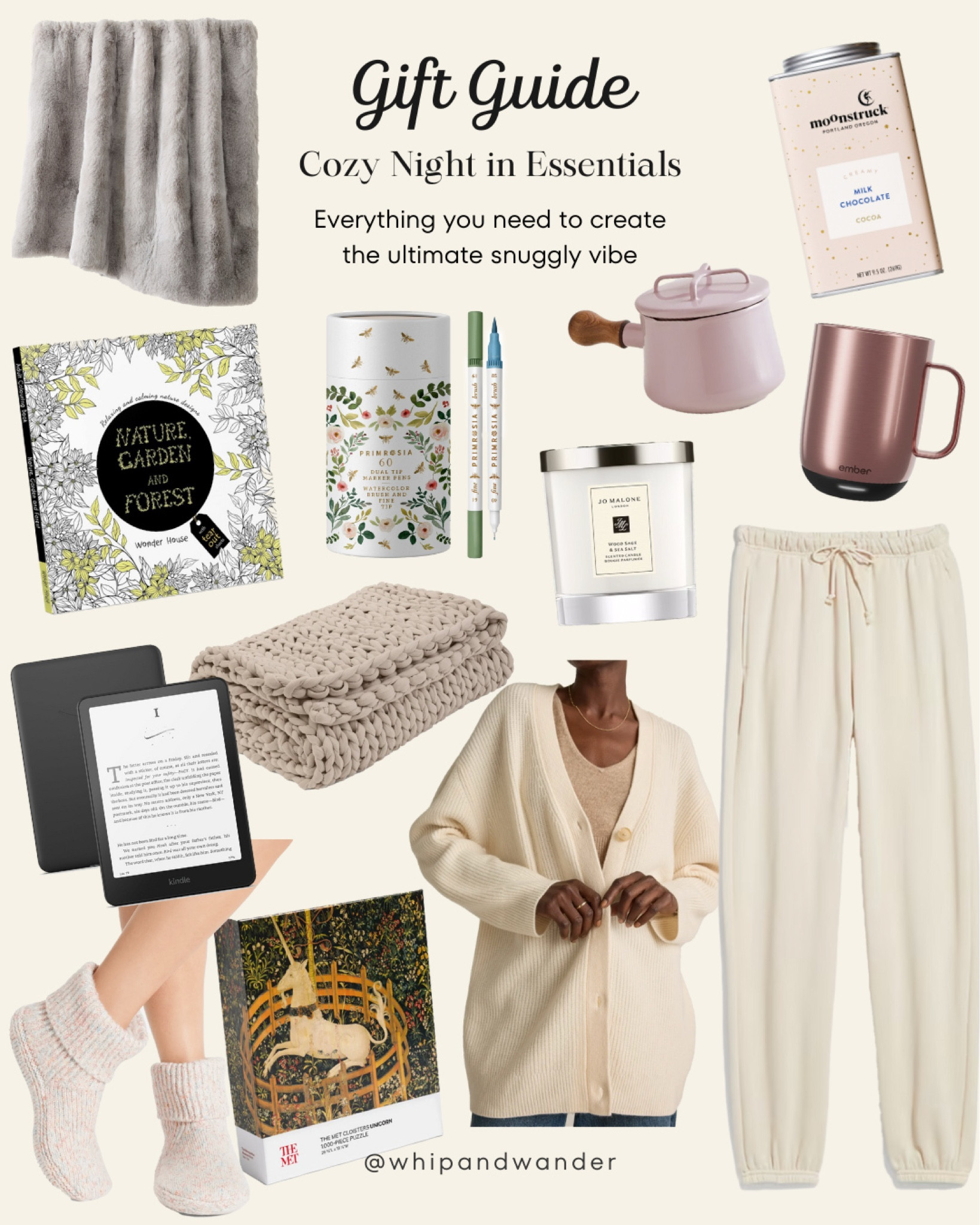 Create the coziest night in with my favorite essentials. From a faux fur blanket and weighted knit throw to an oversized cashmere sweater and the softest sweatpants, this guide has everything for peak comfort. Warm up gourmet hot chocolate in a cute Dansk pot, pour it into an Ember mug, and settle in with an adult coloring book, Kindle, or whimsical puzzle. Add a bougie candle and plush slippers, and you’re ready for the perfect evening of relaxation.

Tap to shop these cozy finds and give the gift of comfort and calm this season!

#LTKHome #LTKGiftGuide #LTKSeasonal