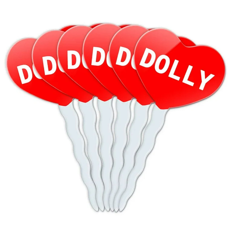 Dolly Heart Love Cupcake Picks Toppers - Set of 6 | Walmart (US)