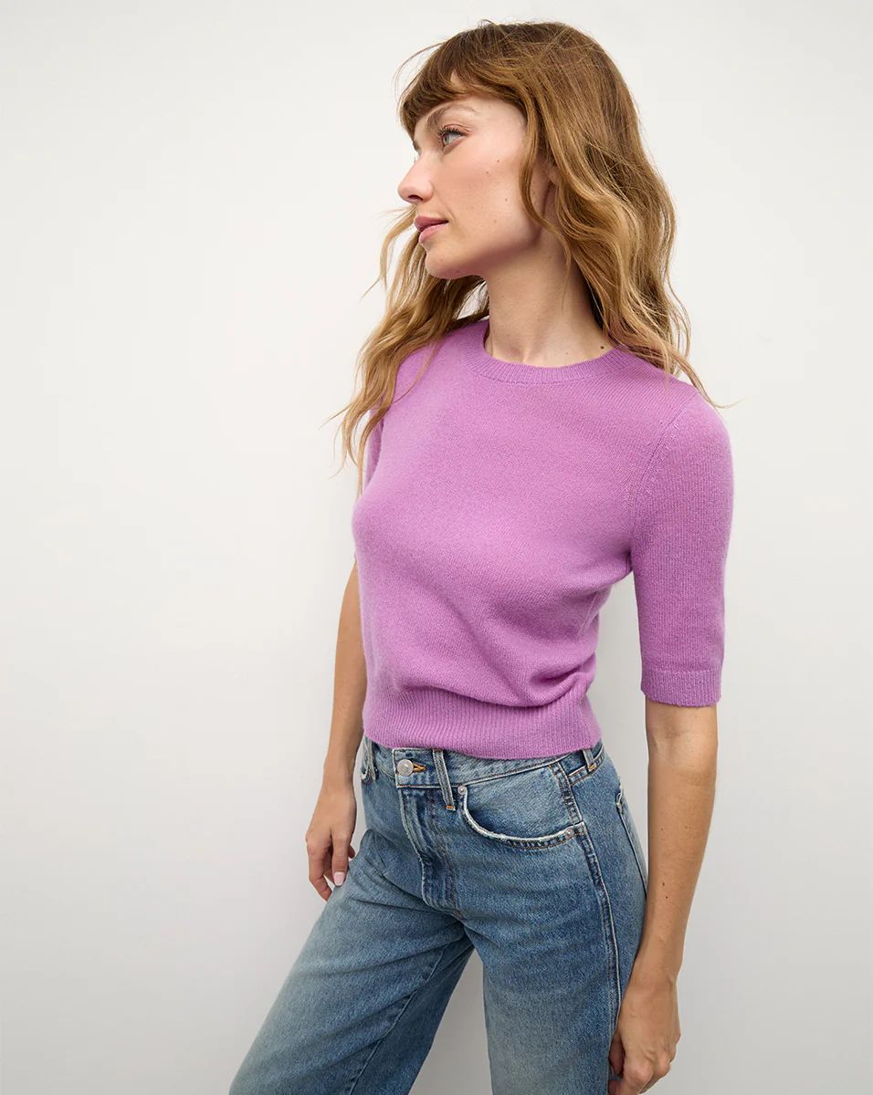 Shana Short Sleeve Cashmere Sweater in Lilac | Veronica Beard | Veronica Beard