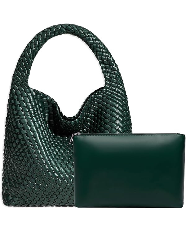 Women Vegan Leather Hand-Woven Tote Handbag Fashion Shoulder Top-handle Bag All-Match Underarm Ba... | Amazon (US)
