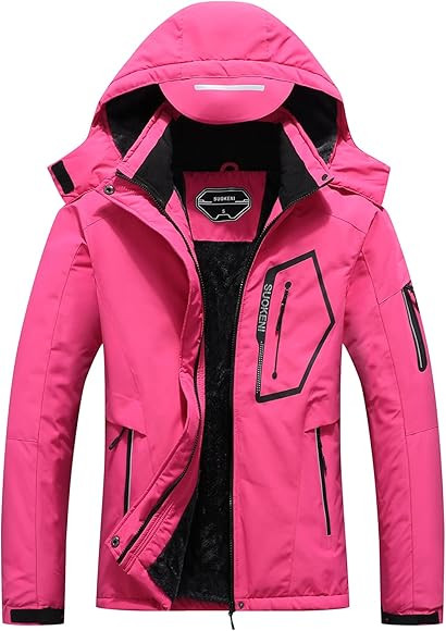 Amazon.com: Women's Waterproof Ski Jacket Warm Winter Snow Coat Hooded Raincoat : Clothing, Shoes... | Amazon (US)