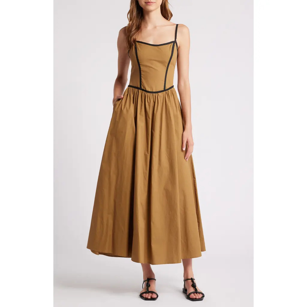MOON RIVER A-Line Dress in Olive at Nordstrom, Size X-Small | Nordstrom