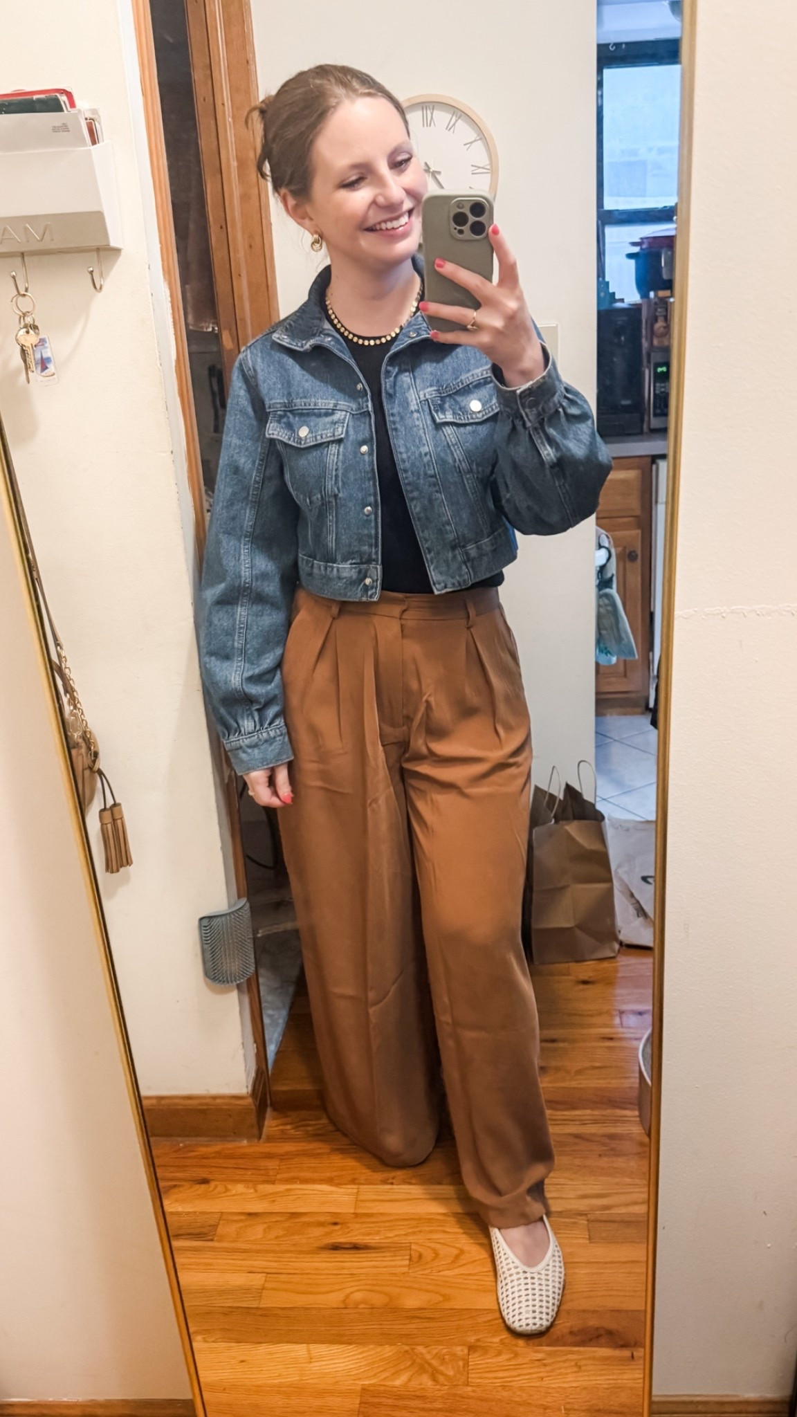 This cropped denim jacket from H&M is so good! Has the cutest details, is great over dresses or with our high waisted pants, and is under $45! I’m wearing my true size XS.

These wide leg pants are from Amazon come in lots of colors! They’re super lightweight so perfect for warmer weather, and they also come in short length, which is perfect for petites. Wearing a S short.￼

#LTKootd #LTKPetite