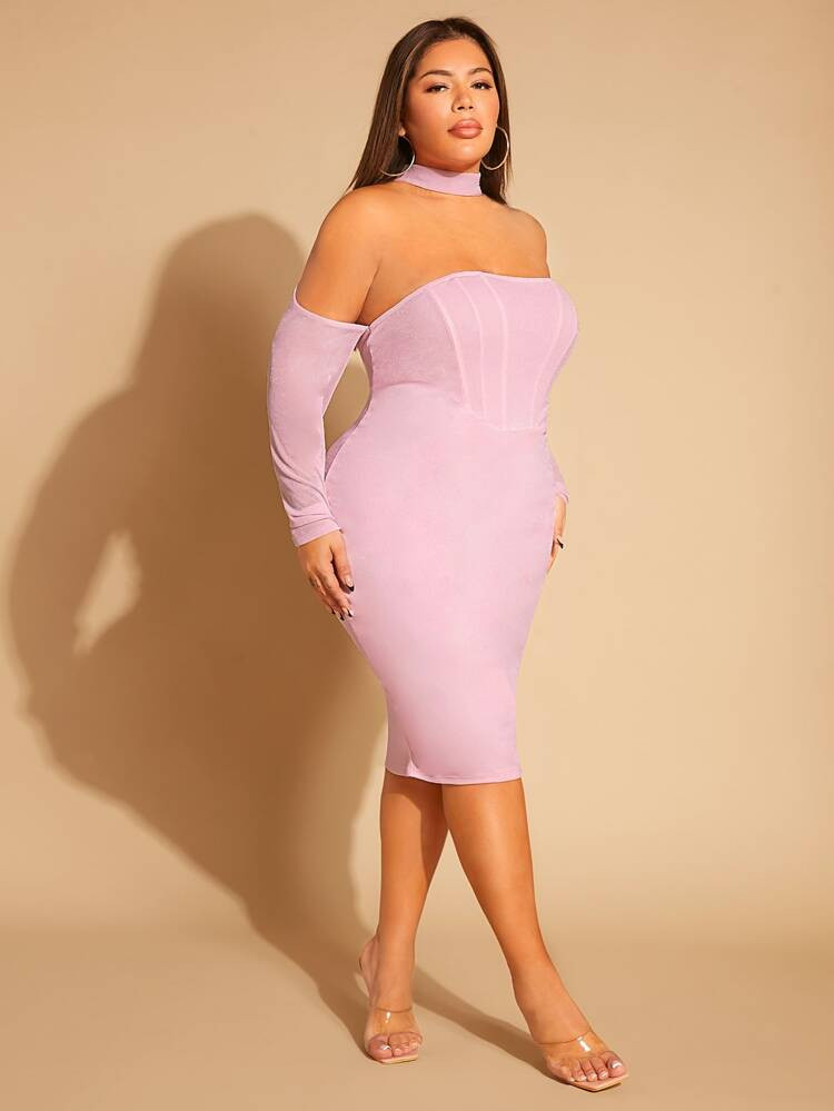 SHEIN X Paeka Plus Off Shoulder Cutout Bodycon Dress | SHEIN