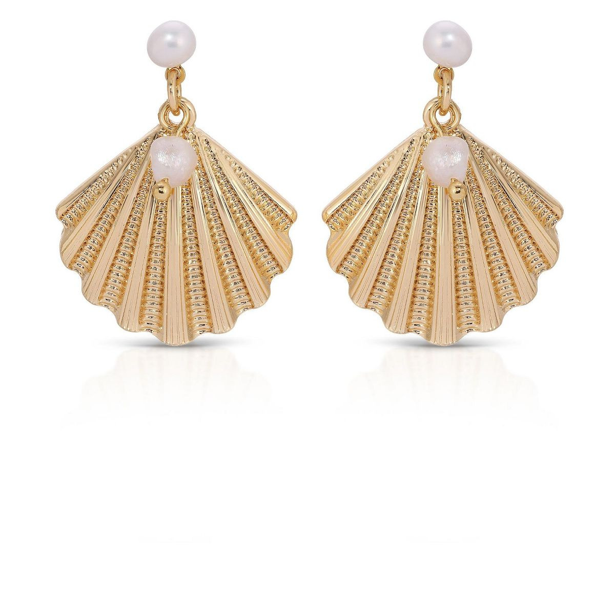 Scallop Shell and Pearl Earrings - Ettika | Target