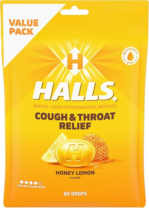 HALLS Relief Honey Lemon Cough Drops, Economy Pack, 80 Drops | Amazon (US)