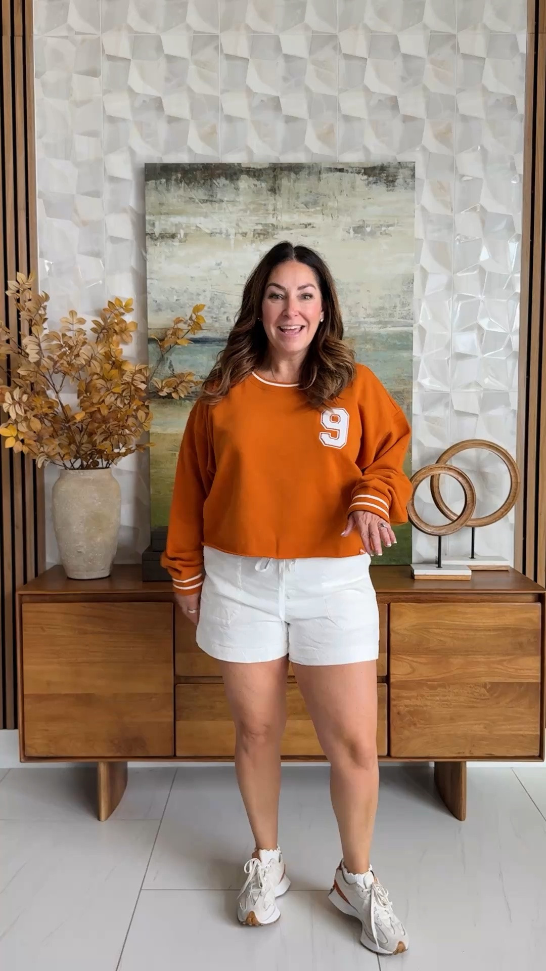 This burnt orange sweatshirt is giving me ALL the fall game day vibes without pretending it’s actually cold outside. 😂🧡 So cute with white shorts and sneakers to cheer up my hubbys alma mater! 🔗👇

Wearing sweatshirt tts, L and shorts size up, XL

#LTKSeasonal #LTKOver40 #LTKMidsize