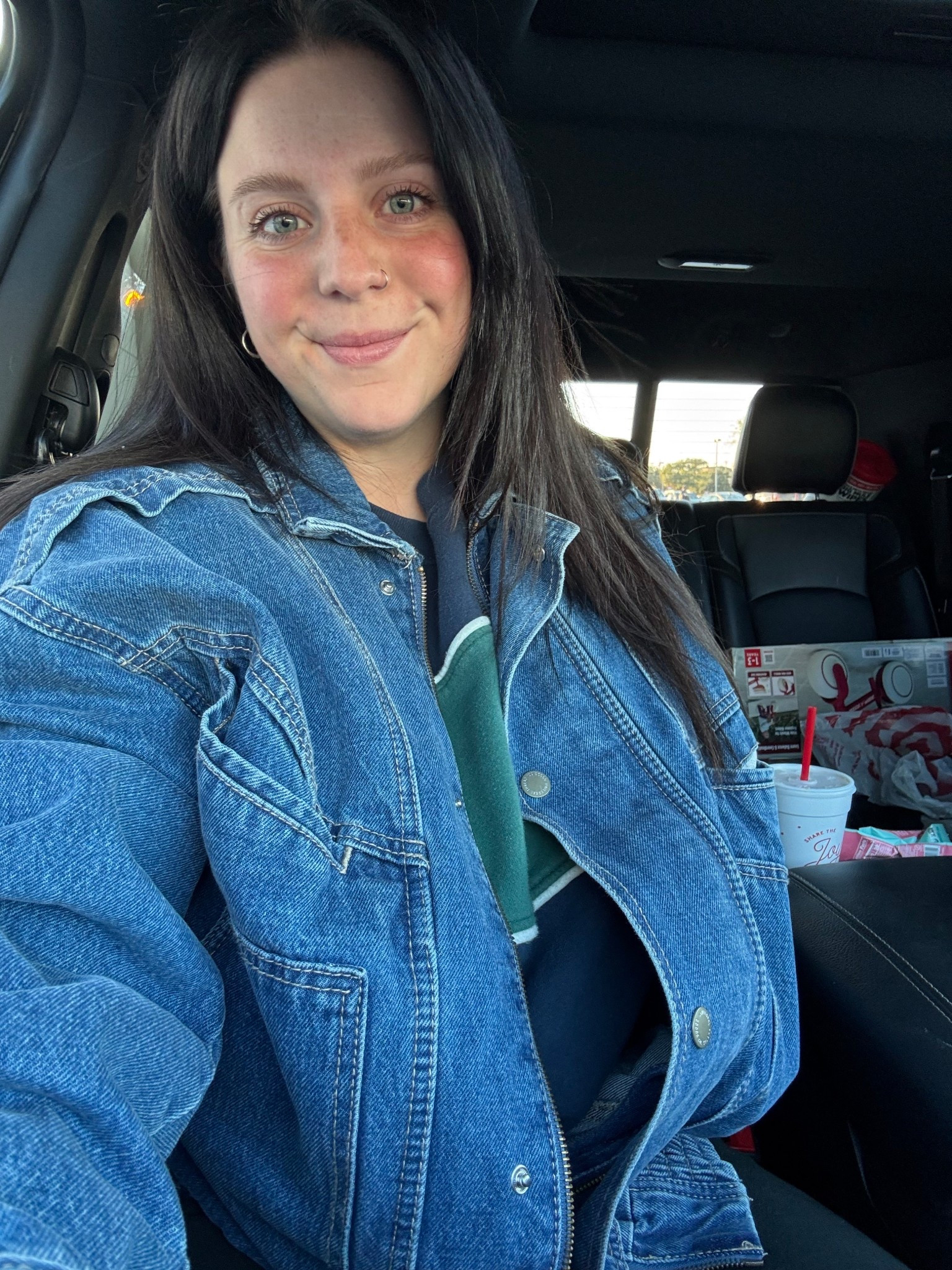 This denim jacket is the perfect oversized and so cute! Zipper and buttons and scrunch at the bottom! It’s already oversized so buy your true size! I normally go xl for baggy and I stayed large. 

#LTKstorytime