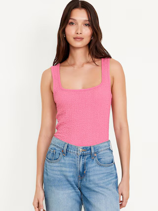 Square-Neck Textured Tank Top | Old Navy (US)