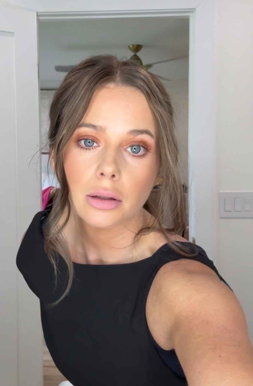 Screenshot of a video so I can link makeup!! Lip liner is filled in on my full lip and long lasting, doesn’t come off!! It’s a perfect pinky blush color!! Eyeshadow palette is drugstore and very pigmented!! Actually, all makeup minus lip is drugstore! Shade W4 foundation / cheek kiss for cream bronzer

#LTKgrwm #LTKBeauty #LTKSaleAlert