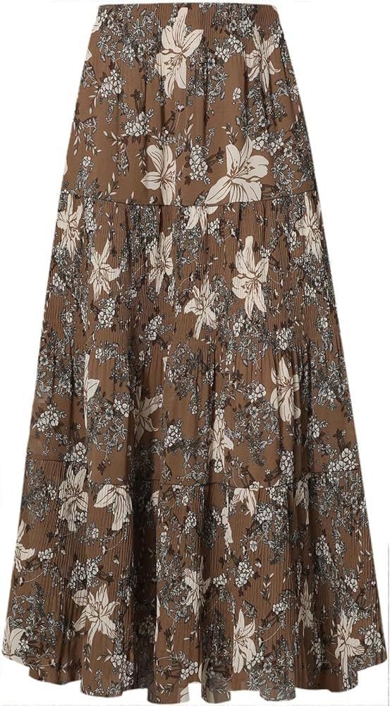 Women's Casual Skirt Summer Stretch High Waist Flowy Skirts Chiffon Loose Lightweight Skirts for ... | Amazon (US)