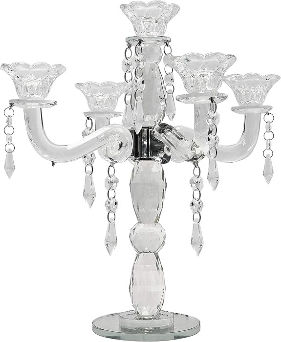 Allgala Crystal Candle Holder 5-Arm Taper Candlestick Crystal Candelabra - Centerpiece for Home W... | Amazon (US)