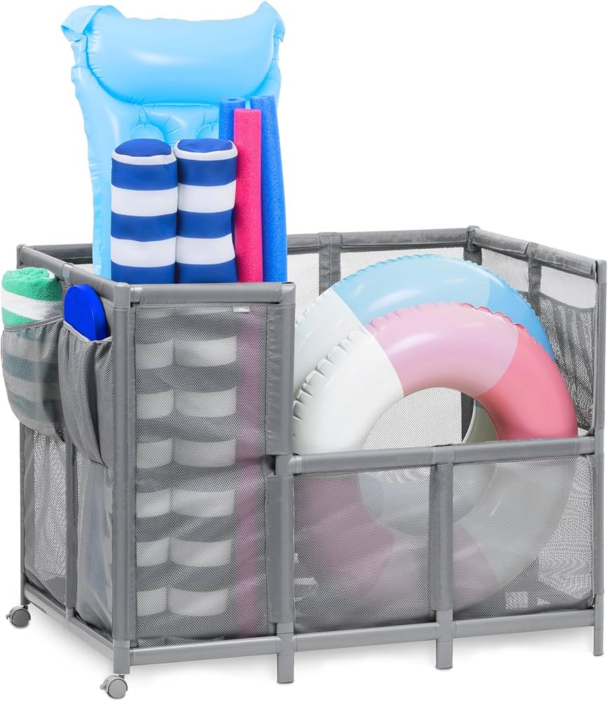 GoSports Coast Modern Pool Organizer for Floats and Toys - Extra Large Mesh Pool Storage Bin for ... | Amazon (US)