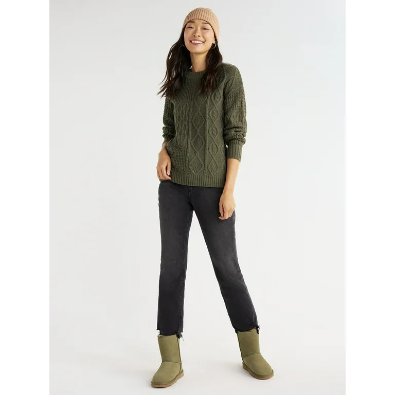 Time and Tru Women's Mixed Stitch Sweater, Midweight, Sizes XS-XXXL - Walmart.com | Walmart (US)