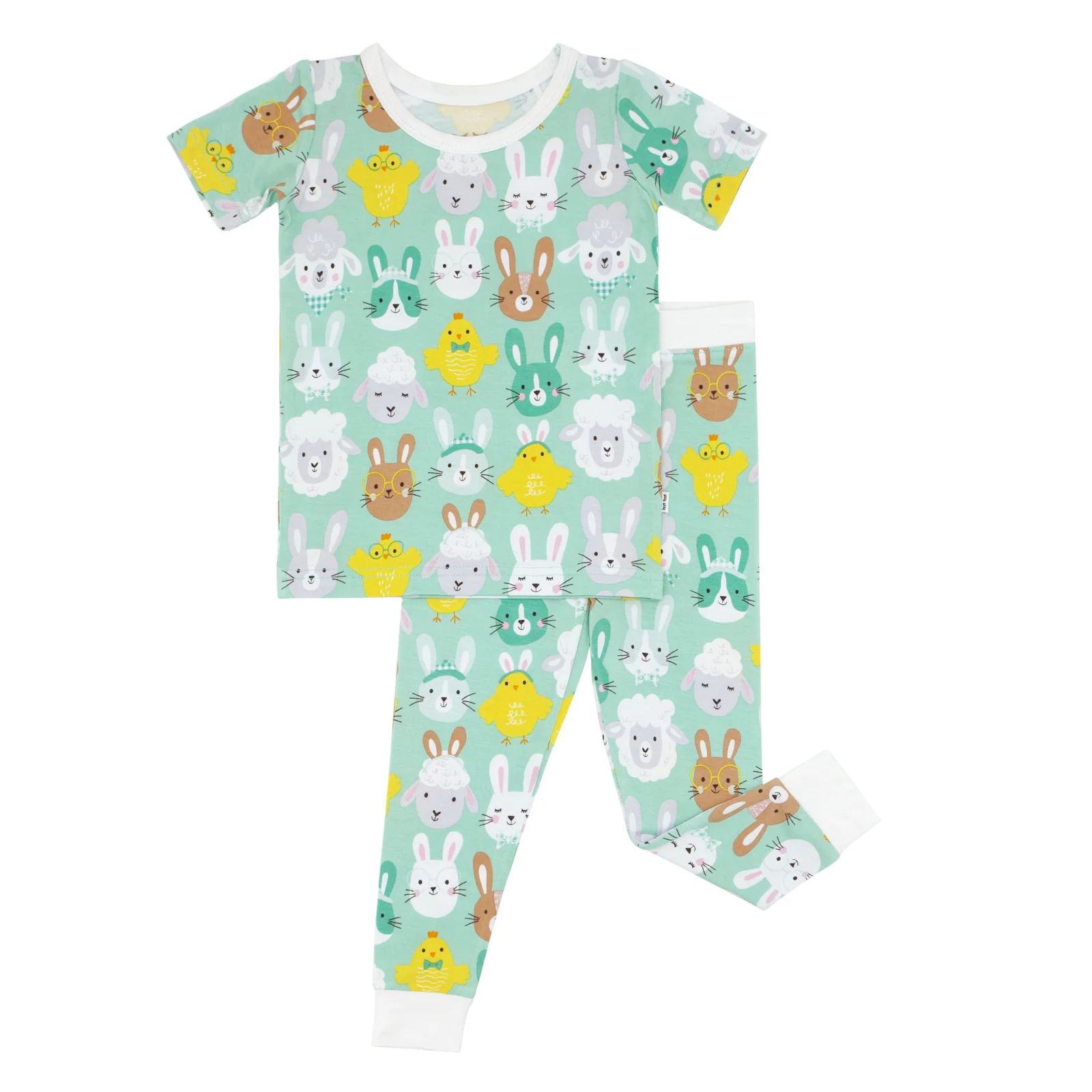 Aqua Pastel Parade Two-Piece Short Sleeve Pajama Set | Little Sleepies