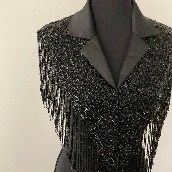 Elegant Black Beaded Cape with Fringe | Poshmark