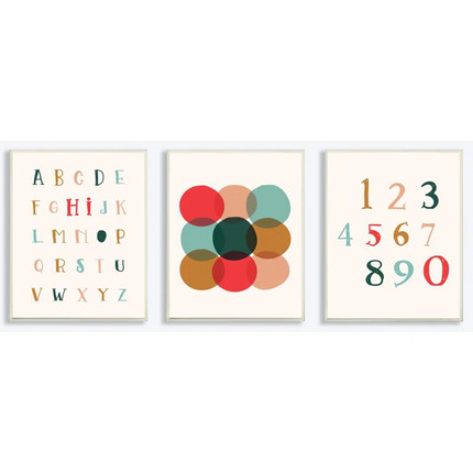 Click for more info about Citlali Alphabet Numbers Geometric 3 Piece Set by Daphne Polselli Kids Wall Décor