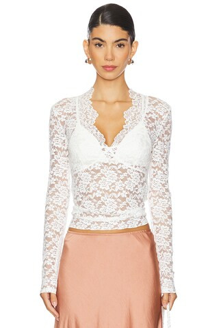 Free People x Intimately FP All Day Lace Long Sleeve Top In Ivory from Revolve.com | Revolve Clothing (Global)